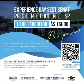 SEST SENAT realizará primeira edição do Experience Day em Presidente Prudente.